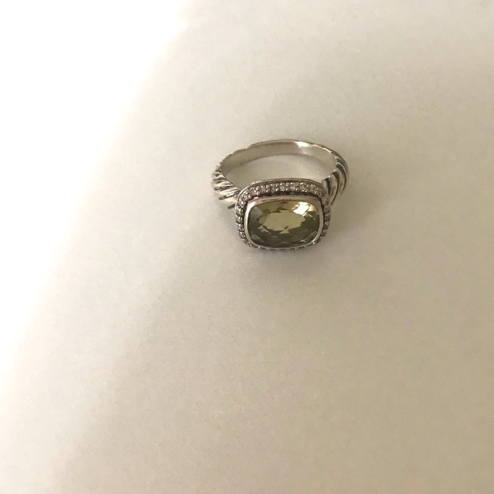 David Yurman Silver Ring with Yellow Stone